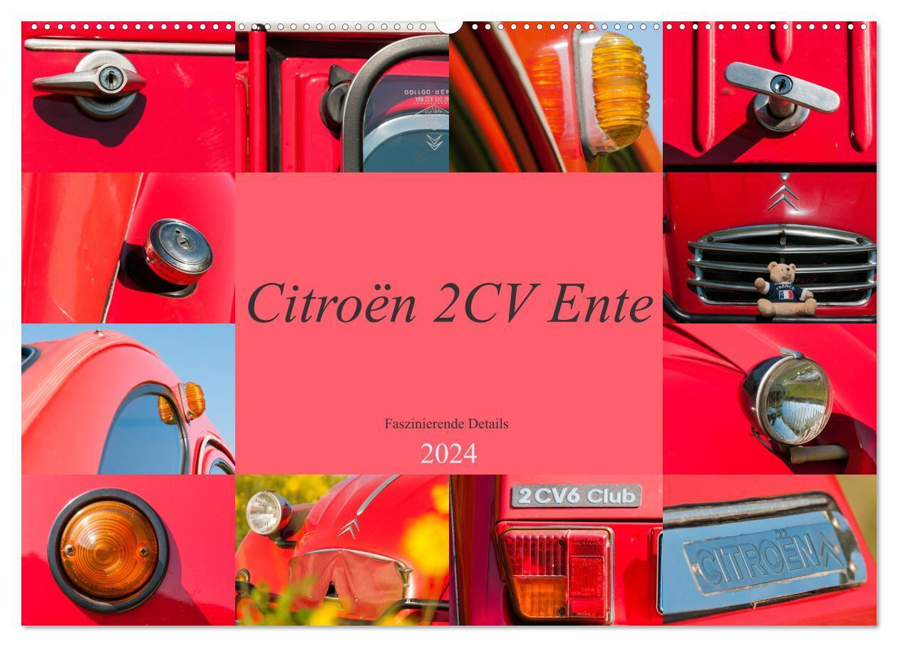 Citroën 2 CV Ente - Faszinierende Details (Wandkalender 2024 DIN A2 quer), CALVENDO Monatskalender