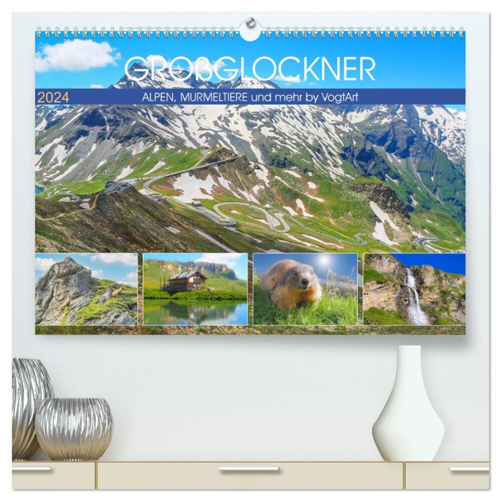 Großglockner, Alpen, Murmeltiere & mehr by VogtArt (hochwertiger Premium Wandkalender 2024 DIN A2 quer), Kunstdruck in Hochglanz