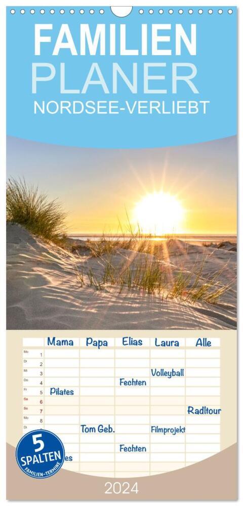 Familienplaner 2024 - NORDSEE-VERLIEBT mit 5 Spalten (Wandkalender, 21 x 45 cm) CALVENDO