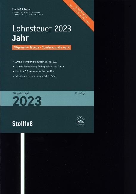Tabelle, Lohnsteuer 2023 Jahr Sonderausgabe April