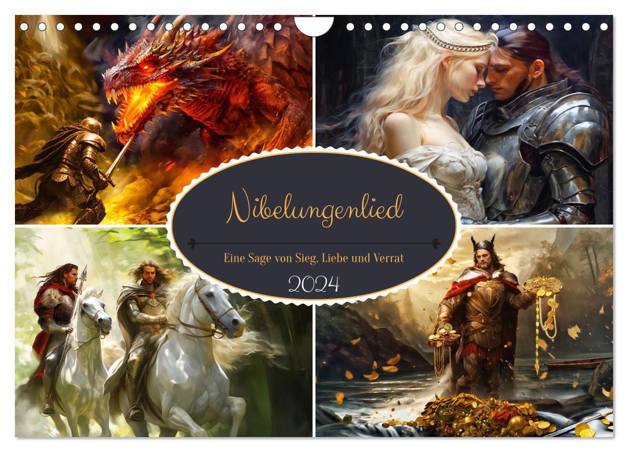 Nibelungenlied - Eine Sage von Sieg, Liebe und Verrat (Wandkalender 2024 DIN A4 quer), CALVENDO Monatskalender