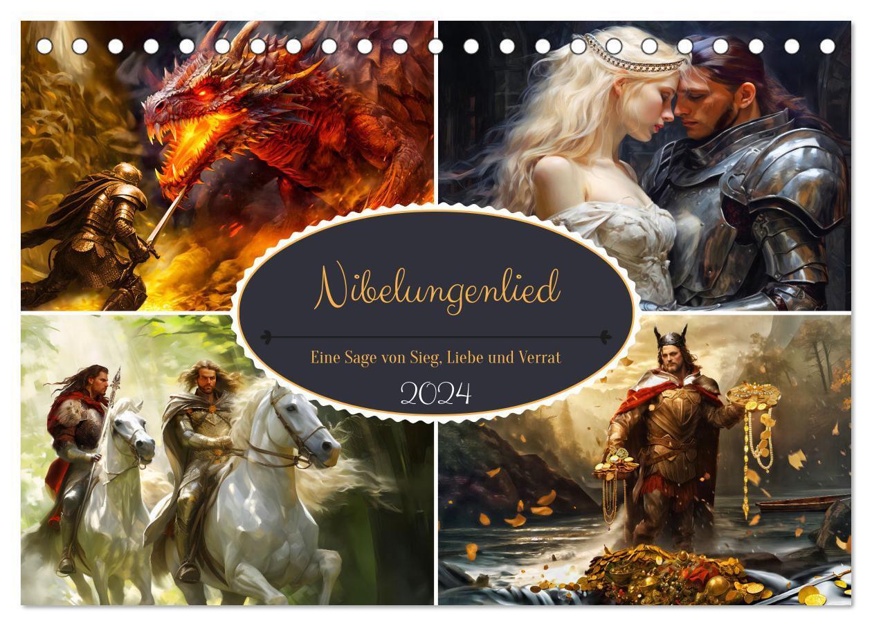 Nibelungenlied - Eine Sage von Sieg, Liebe und Verrat (Tischkalender 2024 DIN A5 quer), CALVENDO Monatskalender
