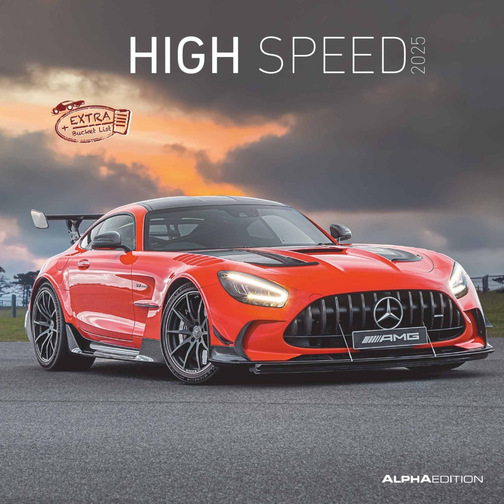 Alpha Edition - High Speed 2025 Broschürenkalender, 30x30cm, Wandkalender mit Platz für Notizen und Termine, Bilder von Hochleistungs-Autos, Monatsübersicht und Ferientermine DE/AT/CH