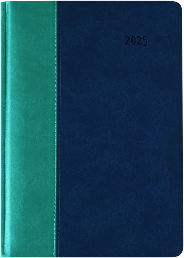 Zettler - Buchkalender Premium 2025 türkis-blau, 15x21cm, Taschenkalender im Tucson-Kombi Einband mit 416 Seiten, 1 Tag auf 1 Seite, Adressteil, Monatsübersicht und internationales Kalendarium