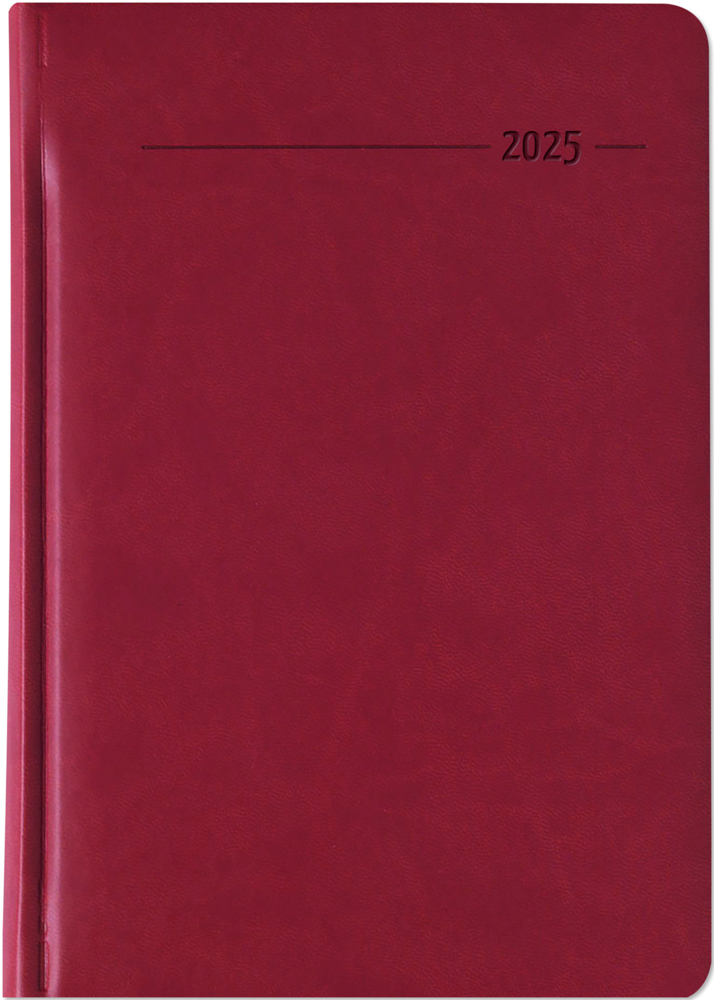 Zettler - Buchkalender Tucson 2025 rot, 15x21cm, Taschenkalender mit 416 Seiten mit 1 Tag auf 1 Seite, Adressteil, Notizbereich, Monatsübersicht, Mondphasen und internationales Kalendarium