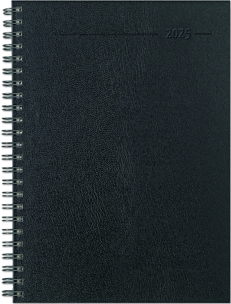 Zettler - Wochenplaner Balacron 2025 schwarz, 15x21cm, Taschenkalender mit 128 Seiten mit 1 Woche auf 2 Seiten, Adressteil, Notizbereich, Monatsübersicht, Mondphasen und internationales Kalendarium