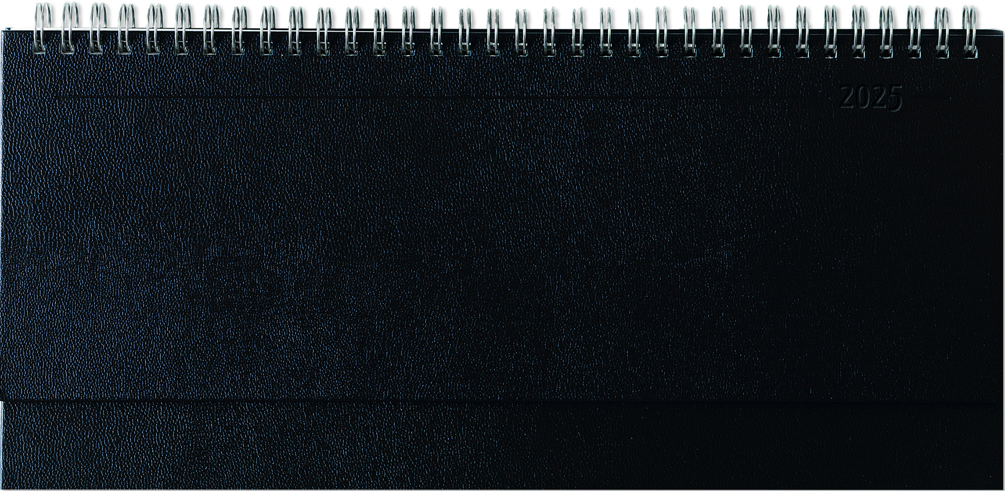 Zettler - Tisch-Querkalender Balacron 2025 schwarz, 29,7x10,5cm, Bürokalender mit 112 Seiten, Monatsübersicht, Notizteil, Mondphasen, Jahresübersicht, Ringbindung und internationales Kalendarium