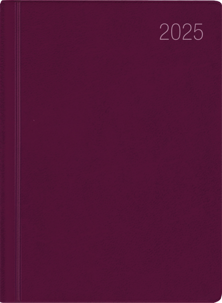 Zettler - Taschenkalender 2025 bordeaux, 10,2x14,2cm, Taschenplaner mit 400 Seiten im flexiblem Kunststoffeinband, 7 Tage auf 6 Seiten, Tages- und Wochenzählung und internationales Kalendarium