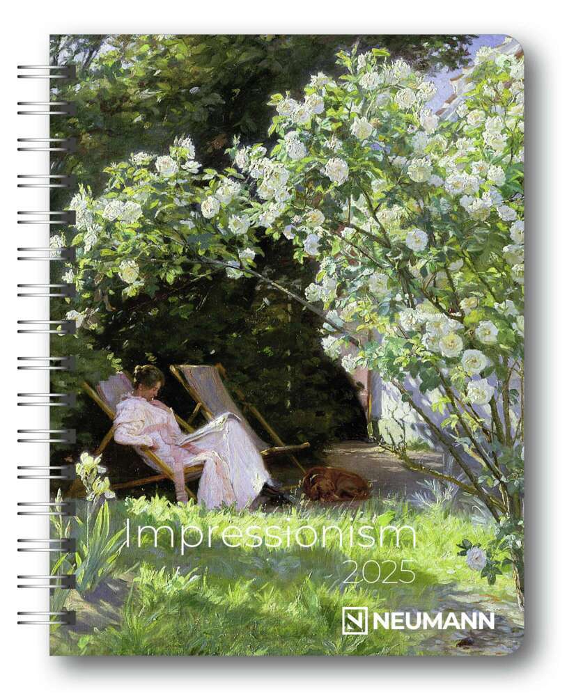 N NEUMANNVERLAGE - Impressionism 2025 Diary, 16,5x21,6cm, Taschenkalender mit zwölf Bildseiten und Notizseiten, herausnehmbaren Planer, Jahres- und Monatsübersicht und internationales Kalendarium