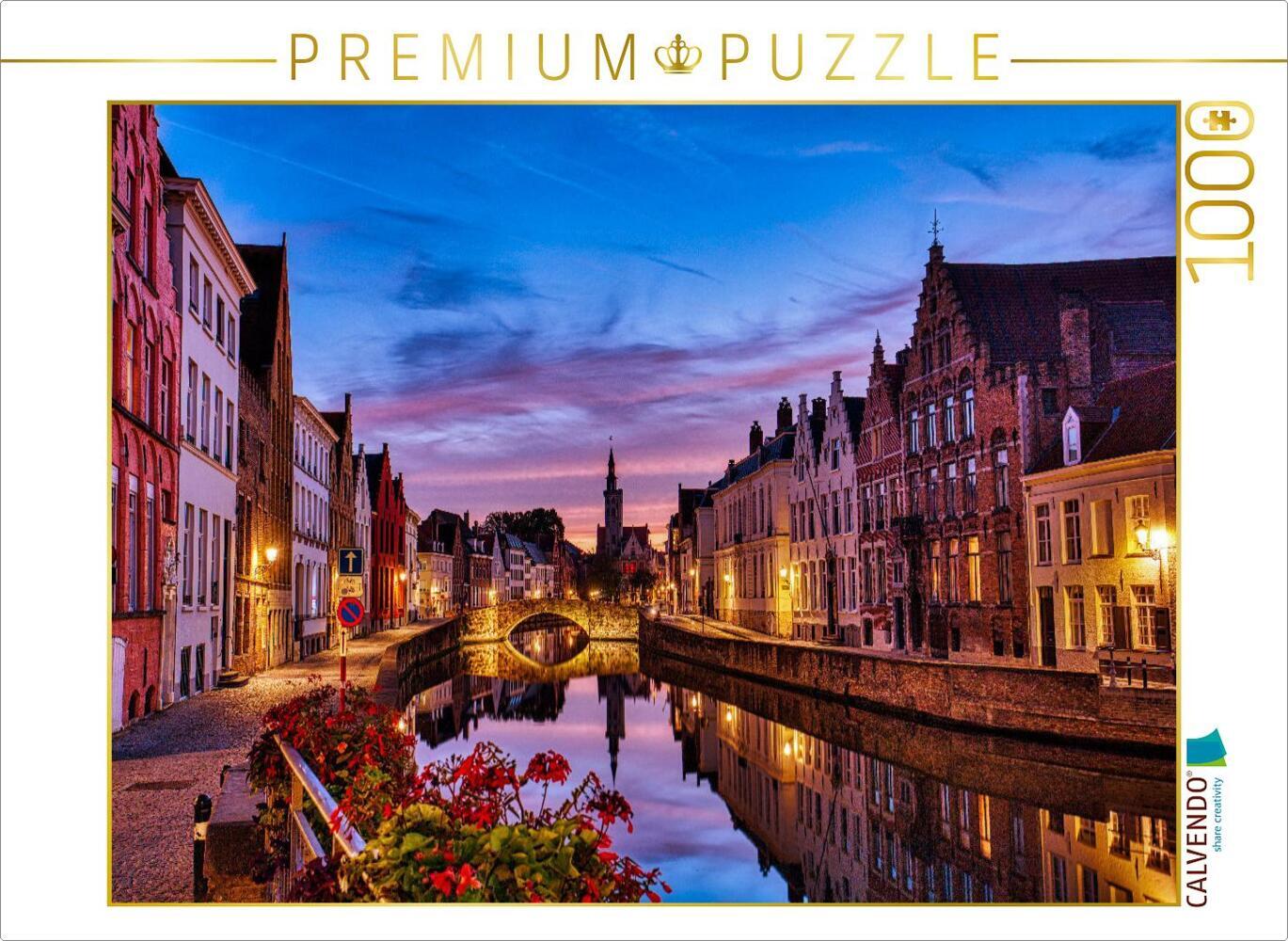CALVENDO Puzzle Ein Motiv aus dem Kalender Brügge und Gent im Zwielicht | 1000 Teile Lege-Größe 64x48cm Foto-Puzzle für glückliche Stunden