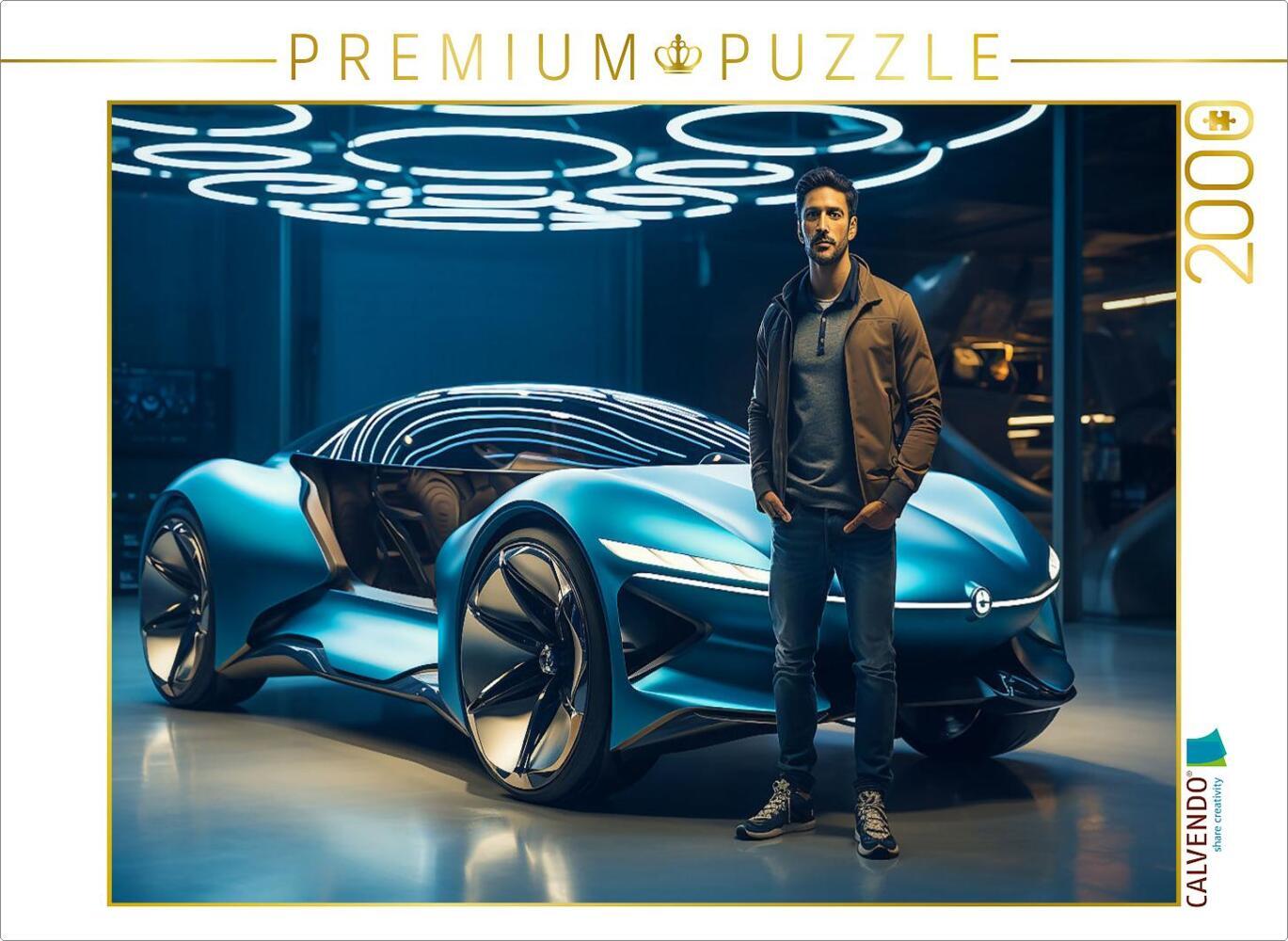 CALVENDO Puzzle Hypermodernes Konzept Design Auto und junger Mann | 2000 Teile Lege-Größe 90x67cm Foto-Puzzle für glückliche Stunden