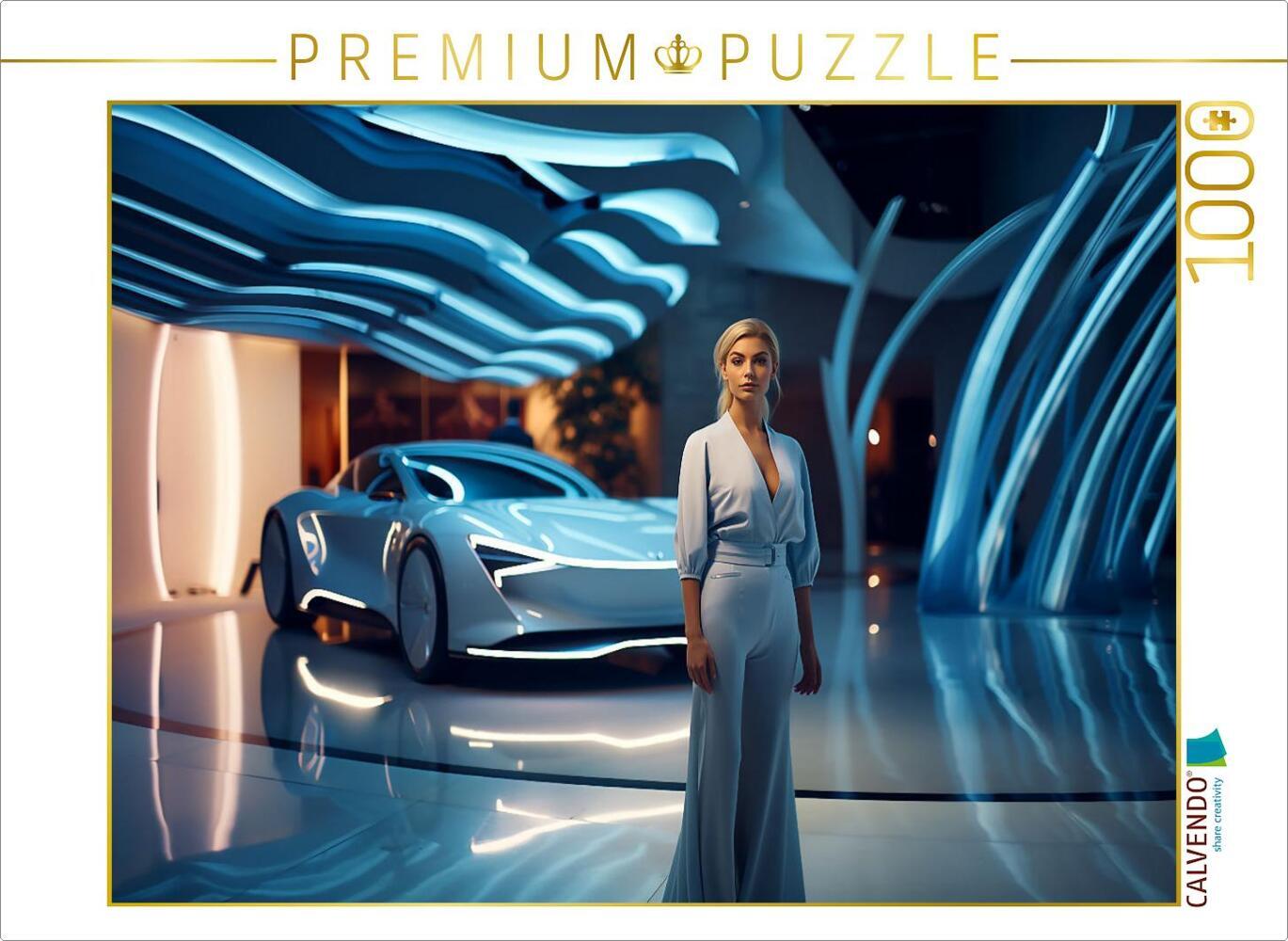 CALVENDO Puzzle Hypermodernes Konzept Design Auto und junge Frau | 1000 Teile Lege-Größe 64x48cm Foto-Puzzle für glückliche Stunden