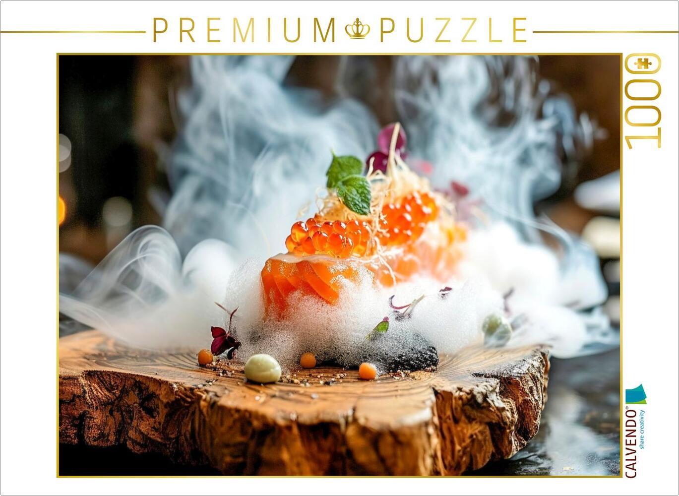 CALVENDO Puzzle Molekulare Küche, Lachsfilet mit Grapefruit - Kaviar in einem Bett aus Salzluftschaum | 1000 Teile Lege-Größe 64x48cm Foto-Puzzle für glückliche Stunden