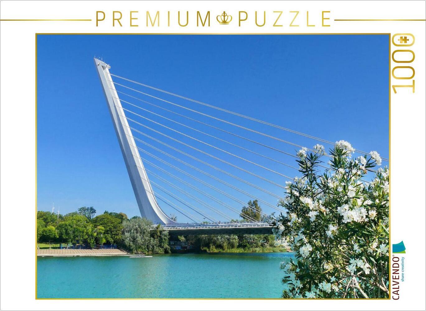 CALVENDO Puzzle Sevillia, Puente del Alamillo | 1000 Teile Lege-Größe 64x48cm Foto-Puzzle für glückliche Stunden