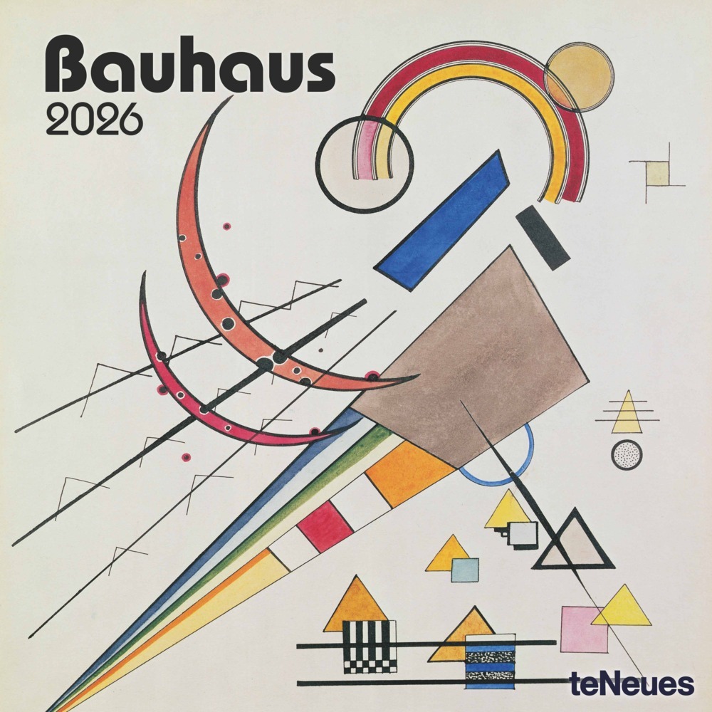 N NEUMANNVERLAGE - Bauhaus 2026 Broschürenkalender, 30x30cm, Wandkalender mit ausgewählten Kunstwerken, internationalen Feiertagen, Mondphasen und viel Platz für Notizen