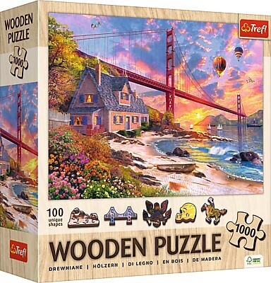 Holz Puzzle 1000 - Sonnenuntergang am Golden Gate