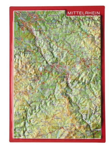 Reliefpostkarte Mittelrhein