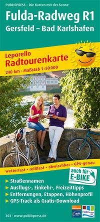 Radwanderkarte Fulda-Radweg, Gersfeld - Bad Karlshafen 1 : 50 000