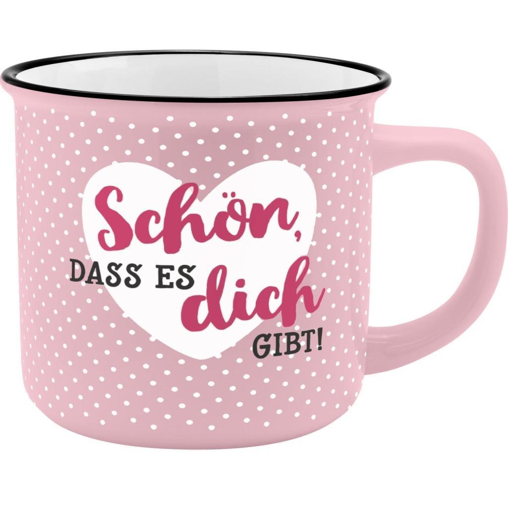Gruss und Co 45773 Kaffeebecher mit Spruch Schön,  New Bone China Porzellan, 35 cl