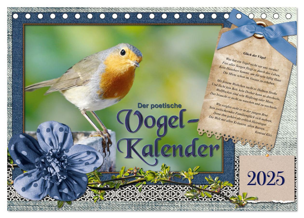 Der poetische Vogelkalender (Tischkalender 2025 DIN A5 quer), CALVENDO Monatskalender