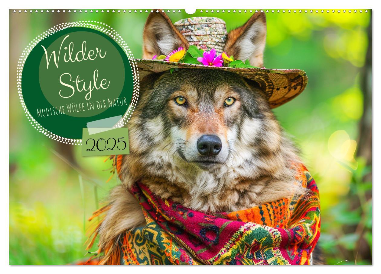 Wilder Style. Modische Wölfe in der Natur (Wandkalender 2025 DIN A2 quer), CALVENDO Monatskalender
