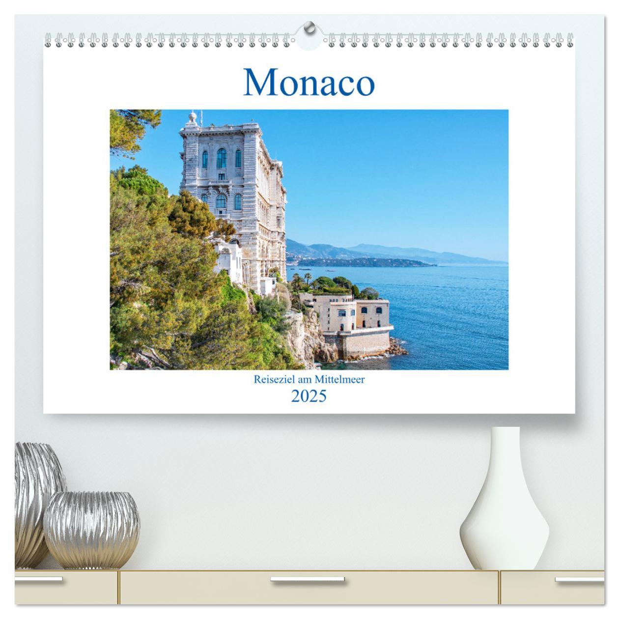 Monaco - Reiseziel am Mittelmeer (hochwertiger Premium Wandkalender 2025 DIN A2 quer), Kunstdruck in Hochglanz