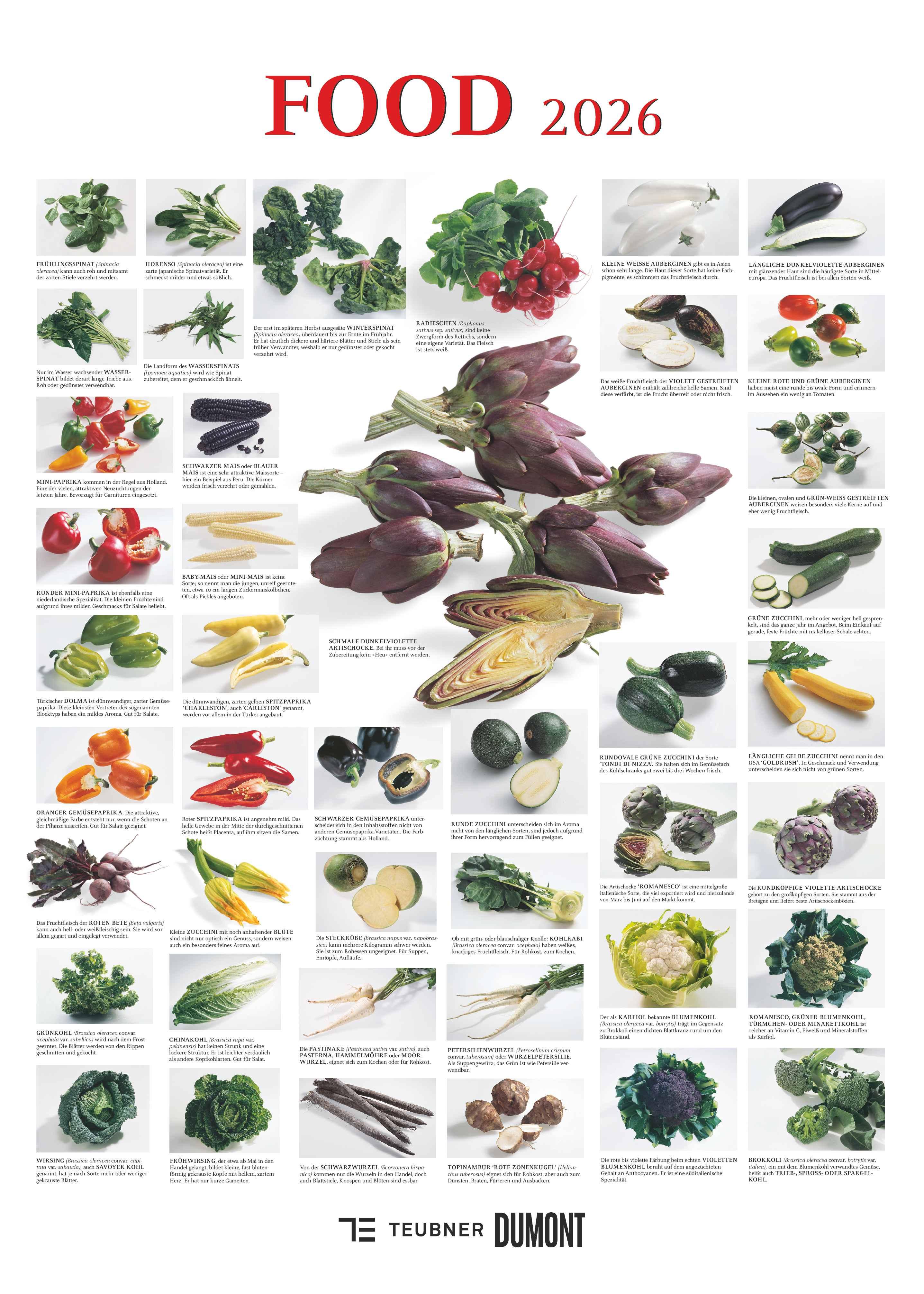 Food 2026 - Bildkalender 50x70 cm - mit kurzen Beschreibungen zu den Obst- und Gemüsesorten - Küchenkalender - Dumont - Posterkalender