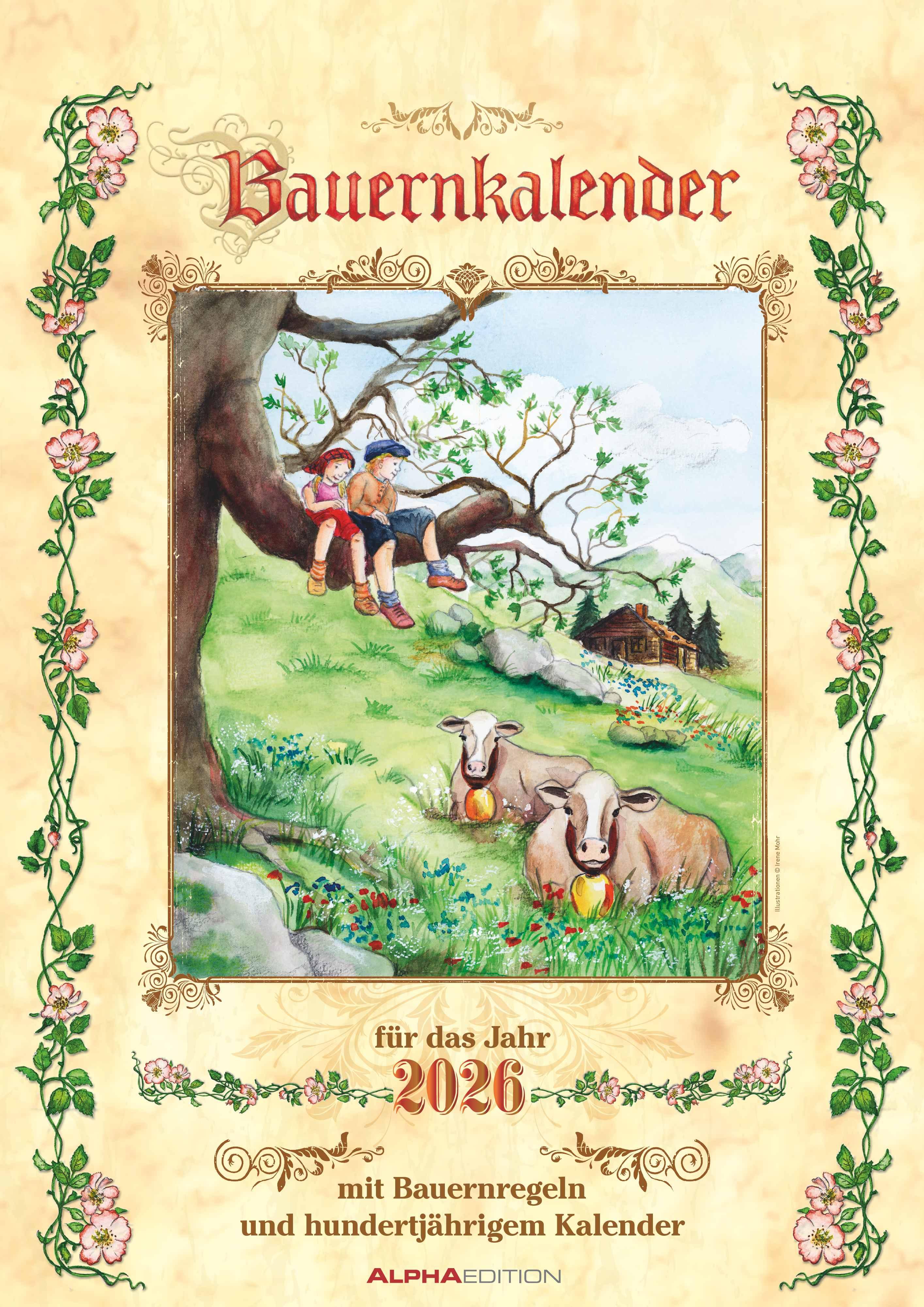 Bauernkalender 2025 - Bildkalender A3 (29,7x42 cm) - mit Feiertagen (DE/AT/CH) und Platz für Notizen - inkl. Bauernregeln - Wandkalender