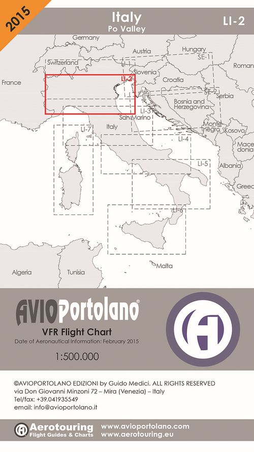Avioportolano. VFR flight chart LI 2 Italy Po valley. Ediz. bilingue